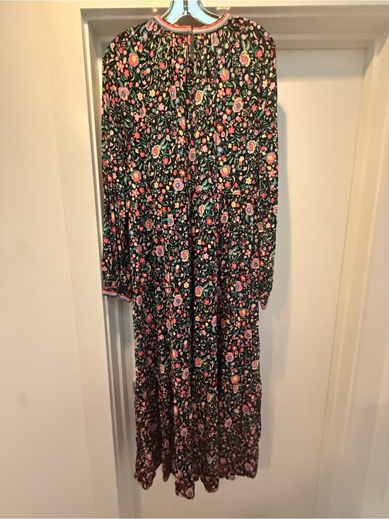 Boden Dresses & Skirts - Boden Black Floral Embroidered Midi Jersey Dress with Pink and Green Accents